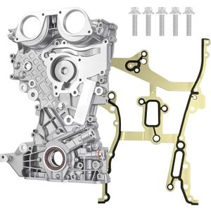 25199424 Engine Timing Cover with Gasket Compatible with Chevy Sonic 2012-2017 Cruze 2011-2016 Trax 2013-2020 Buick Encore 2013-2017Timing Chain Oil Pump Cover for 1.4L Engine Replace#25195406