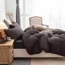 PURE ERA Jersey Knit Duvet Cover Set 100% T-Shirt Cotton Super Soft Comfy 3pc Bedding Set with Zipper Closure (Solid Dark Brown, King)