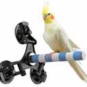 Suction Cup Bird Perch Natural Quartz Sand Trimming Paws, Triple Powerful Suction Cups, Ideal Bird Window Perch for Any Smooth Surface (0.8in)