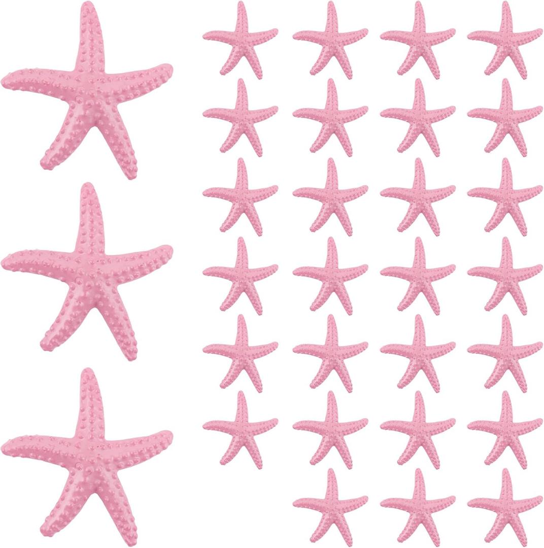 AUEAR, 30 Pack Pink Resin Pencil Finger Starfish Ornament Decor for Wedding Home Decoration
