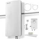 ANTOP HDTV  FM Amplified Antenna 85 Miles AT-800SBS with Dual Outputs Smart Boost System, Support TV and Second Device-FM Stereo, a Second TV or Any OTA-Ready Streaming Device or Projector