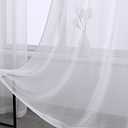 DONREN 72 Inches Long White Voile Curtains for Living Room Set of 2 Solid Textured Sheer Panels with Ring Top