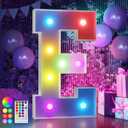 imprsv 3FT Colorful Marquee Letters E, 18 Colors Large Light up Letters Alphabet Sign with Remote, Big Marry Me Sign, Birthday Party Decorations Anniversary Wedding Decoration