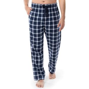 Fruit of the Loom Men's Soft Flannel Pajama Lounge Sleep Pant (Medium, Navy Plaid)