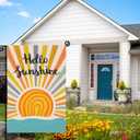 6 x Hello Sunshine Summer Garden Flag 12x18 Inch | Double Sided Holiday Burlap Yard Flag for Outdoor Decoration