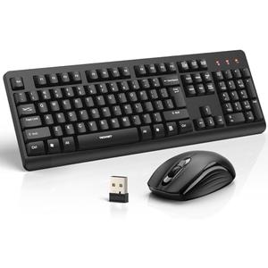 TECKNET Wireless Keyboard and Mouse Combo, Full-Size Ergonomic Keyboard & Optical Mouse, Low-Noise Typing & Clicking,Long Battery Life,Spill-Resistant,2.4G Lag-Free USB Receiver for PC,Laptop,Computer