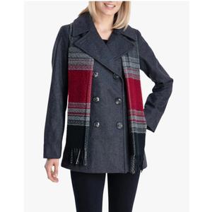 DOUBLE BREASTED PEACOAT WITH SCARF (M)