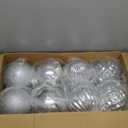 Jenaai 12 Pcs Rose Gold Extra Large Christmas Ball Ornaments Set, 4 Inch Giant Oversized Hanging Ornaments Glitter Assorted Shatterproof Xmas Tree Balls for Indoor Outdoor Holiday Party Home Decor