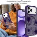 OOK Purple Case Design for iPhone 17 Pro Case, Compatible with MagSafe, Cute Sunflower Floral Blooms Design Frosted Shockproof for Women Girls Magnetic Phone Cover - Purple Flower