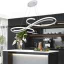 Modern LED Pendant Lights for Kitchen Island, Dimmable 39.75" Linear LED Chandelier Light Fixture, Upgraded Dining Room Ceiling Hanging Light Fixtures Height Adjustable, 39.37in