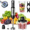 Immersion Blender Handheld 1200W, 20-speeds Immersion Hand Blenders, Hand Mixer with Mining Beaker,Chopper,Whisk, Frother and Stick Blender Suitable for Kitchen, Protein Shakes and Baby Food