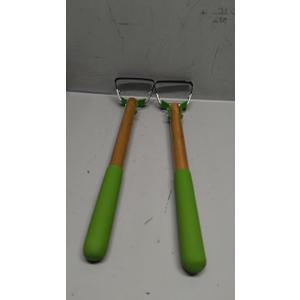 Leriton 2 Pcs Mini Garden Hula Hoes for Weeding 17 Inch Long Stirrup Hoe Tools Scuffle Hoe Garden Tool for Lawn Yard Weeding Gardening with Wood Handle