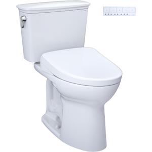 TOTO® Drake® Transitional WASHLET®+ Two-Piece Elongated 1.28 GPF Universal Height TORNADO FLUSH® Toilet and S7 Bidet Seat with Auto Flush, Cotton White - MW7864726CEFGA.10#01