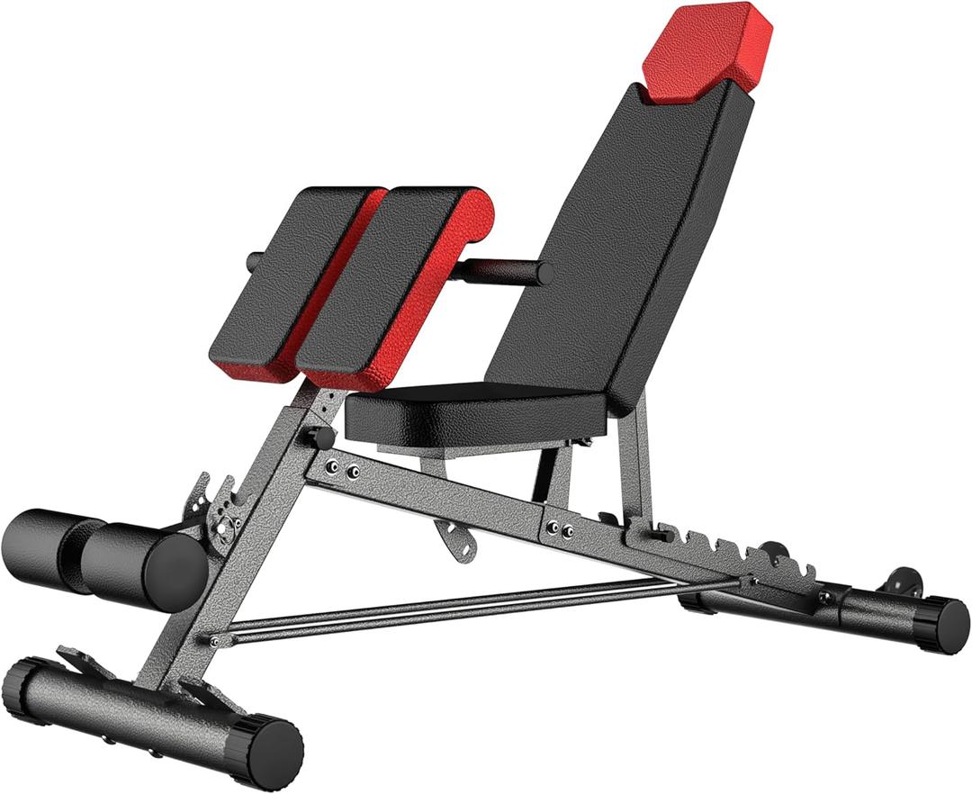 Finer Form Multi-Functional FID Weight Bench for Full All-in-One Body Workout Hyper Back Extension, Roman Chair, Adjustable Ab Sit up Bench, Incline Decline Bench, Flat Bench