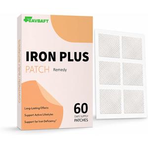 Iron Support Topical Patch – Natural Alternative, Easy to Use, 60 Days Supply – Sugar-Free, Latex-Free – Ideal for Energy & Vitality