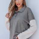 SHEWIN Fall Womens Oversized Sweatshirt Button Up Comfy Pullover Sweatshirt (Gray, M)