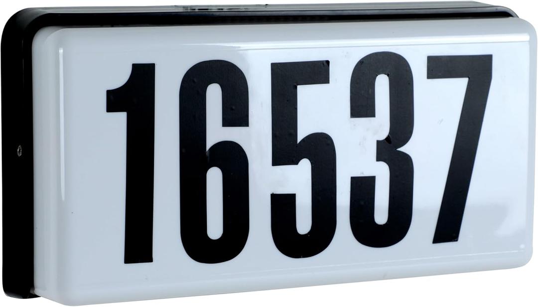 Designers Fountain Lighted House Number Sign, 2-Light Outdoor Home Address Plaque, 10 Inch, Black, 31310-BK