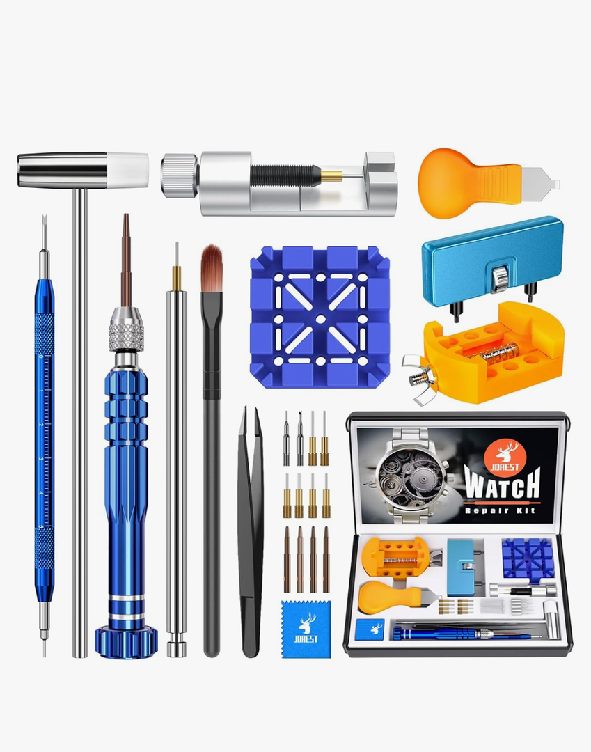 JOREST Watch Repair Kit for Battery Replacement & Link Removal, Resizing &Opener, Watch Repair and Cleaning Screwdriver Set, Wrench Back Remover, Spring Bar Tool