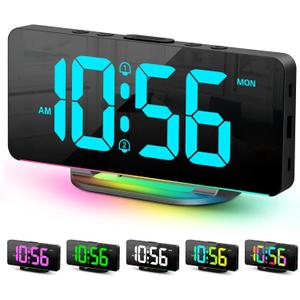 Digital Alarm Clock, Large LED Digital Clock for Bedrooms with 10 Color Changing Night Light, Adjustable Brightness, USB Charging Port, Bedside and Desk Clock for Living Room Office Decor (Black) Digital Alarm Clock, Large LED Digital Clock for Bedrooms with 10 Color Changing Night Light, Adjustable Brightness, USB Charging Port, Bedside and Desk Clock for Living Room Office Decor (Black)