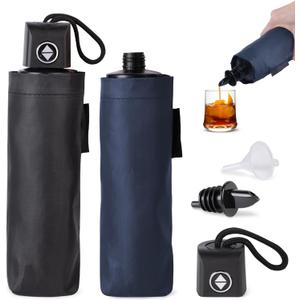 Umbrella Flask 2 Pack (28 oz Total) Hidden Flasks for Liquor for Women Cruise Alcohol Smuggling Kit with Funnel, Spout & Safety Stickers For Concert Sports Events