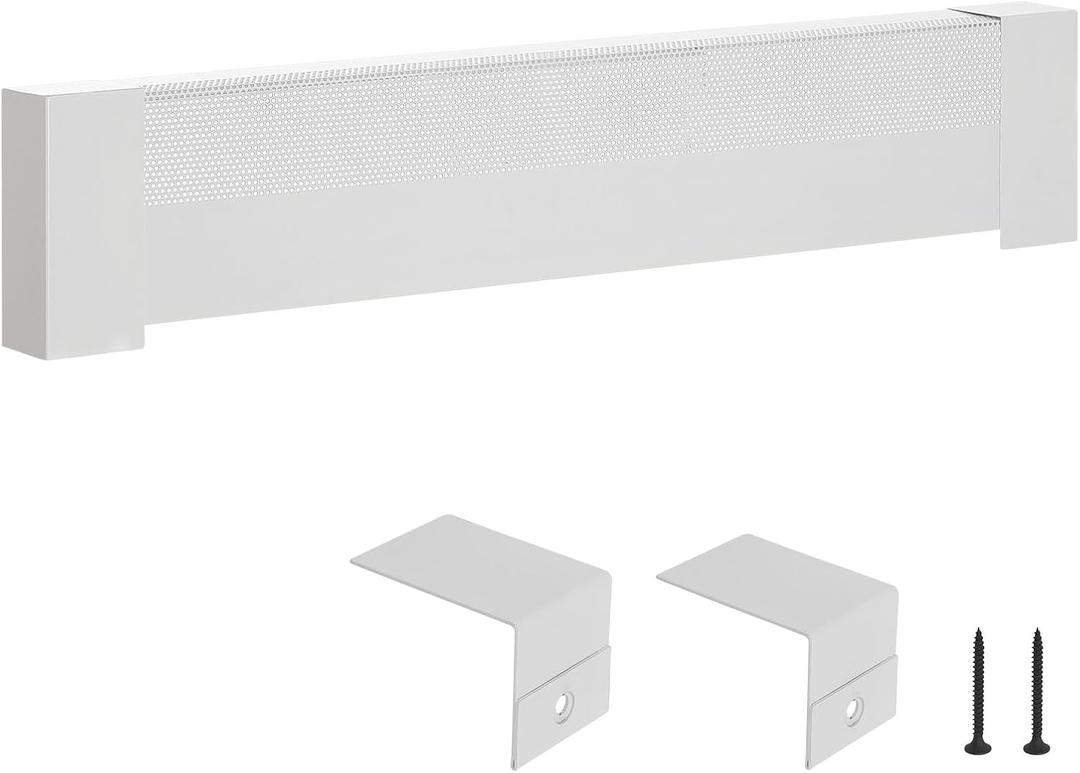 VEVOR Baseboard Heater Covers, Basic Series 3 ft Standard Electric Heating Unit Front Cover for Home Improvement, Heavy-duty Steel, Easy Installation for Bedroom Replacing Old Cover, White