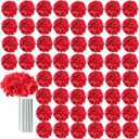 AVIVIHO Fake Flowers 65pcs Red Hydrangea Artificial Flowers Bulk (Not Squished, No Steaming Need) Silk Flowers with Stems for Wedding Decor, Home, Baby Shower, Table Centerpieces Decoration (Medium)