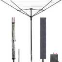 STORAGE MANIAC Outdoor Umbrella Drying Rack, 12 Lines with 164 Feet Drying Space, Steel Frame & Adjustable Height, 4-arm Umbrella Clothesline for Laundry, Collapsible Clothes Drying Rack for Backyard