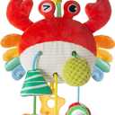 Car Seat Toy for Babies 0-6 Months, Stroller Toy with a Convenient Clip, Carseat Toys Hanging Baby Accessories, Built-in Bell, Rattle,Mirror for Infant,Babies Gift 0-3-6-12 Months Boy Girl