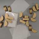 Colingmill 24 Pcs Wooden Table Number Stands Wedding Table Name Holder Semicircular Design Place Card Holders with 24 Pcs Tented Cards for Retail Shop Wedding Party Events Decoration(Gold)