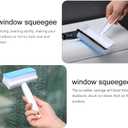 Baluue Double-Sided Window Cleaner 2-in-1 Squeegee and Scrubber Sponge for Car Windshield Mirrors and Shower Tiles 7.28 Inch Handheld Glass Cleaning Brush
