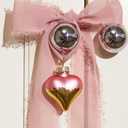 DN DECONATION 16Pcs Valentine's Day Heart Ornaments, Valentines Day Pink and Gold Glass Heart Baubles Ornament for Valentine's Day & Christmas Mini Tree Wedding Anniversary Party Decoration