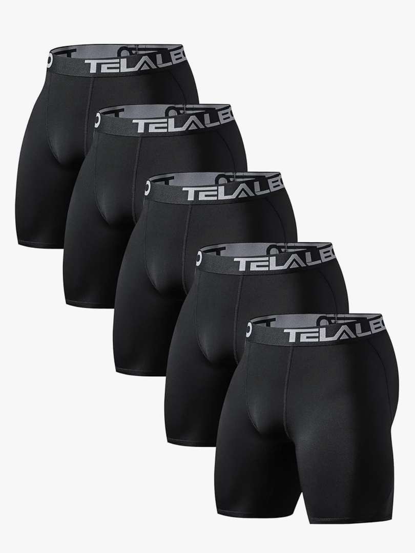 TELALEO Pack of 4, Compression Shorts for Men Spandex Sport Shorts Athletic Workout Running Performance Baselayer Underwear