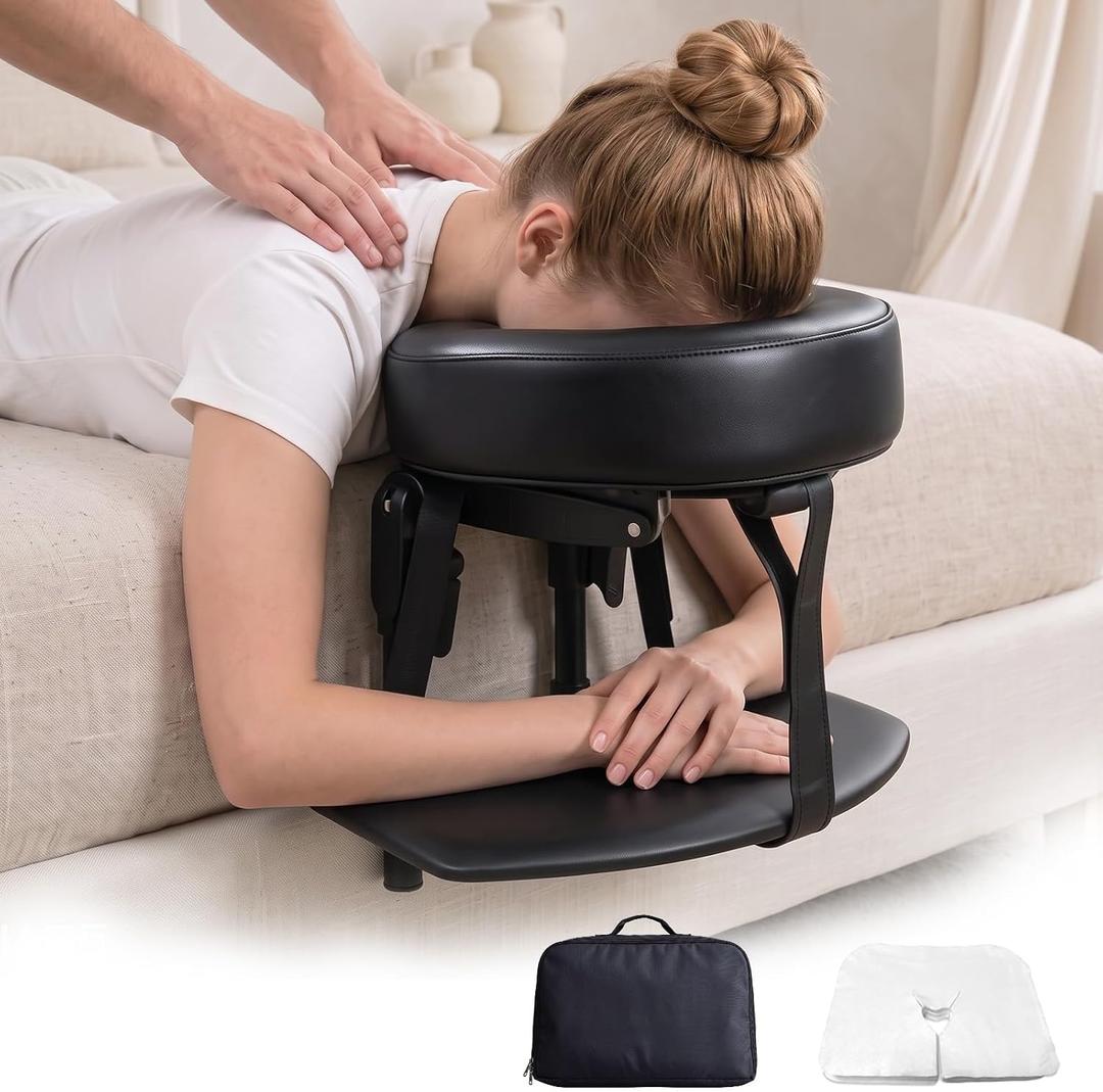 Massage Headrest for Bed, Massage Table Face Down Pillow Kit, Armrest Shelf & Face Cradle Cover