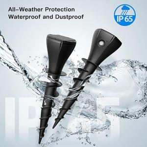 4 Pack Mole Repellent Solar Powered, Snake Vole Repellent Outdoor, IP65 Waterproof Snake Deterrent Gopher, Waterproof Sonic Mole Spikes for Lawn and Garden Get Rid of Moles Groundhogs Rodents