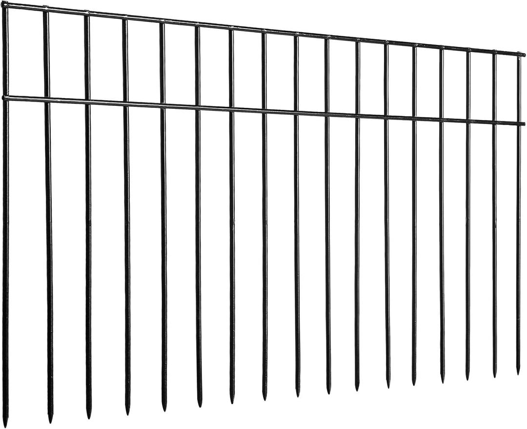 Adavin Small/Medium Animal Barrier Fence,15 Pack 24 in(L)X 15 in(H) Underground Decorative Garden Fencing, Dog Rabbits fences Black Metal Fence Panel Ground Stakes for Outdoor Patio.Total length 30 Ft