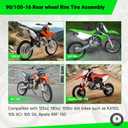 16'' Wheel 90/100-16 3.00-16 Dirt Bike Rear Tire Assembly for 125cc 140cc 150cc KLX140G MX100 105XC 105SX Pit Bike Parts with Brake Rotor 428 Chain Sprocket