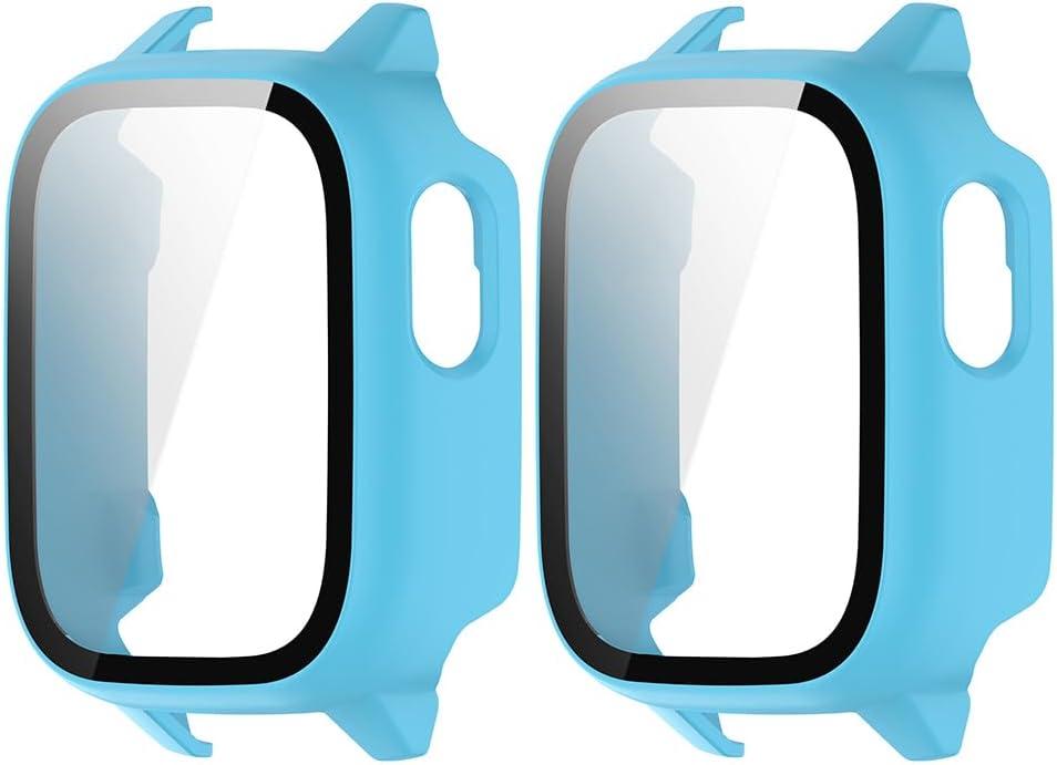 2 Pack Watch Case Compatible for Cosmo JrTrack 5 Tempered Glass Screen Protector Protective Cover Coverage Bumper.(Blue)