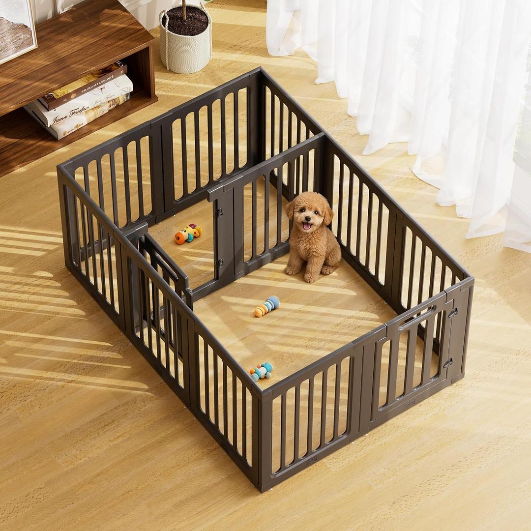 Cozy-Picket Dog Playpen Indoor Deco Pen, 24" H, Black, 12 Panels