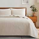 Lavsiry Beige Quilt King Size with Pillow Shams, Summer Soft Geometric Pattern Bedspread, 3 Pieces Lightweight Coverlet Bedding Set for All Seasons (King(106"x96"))