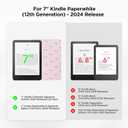SESENSE Detachable Magnetic Case for 7'' Kindle Paperwhite 12th Gen 2024 and Kindle Colorsoft Signature Edition, Slim PU Shell Cover Case with Auto Wake/Sleep, Pink Bow Tie