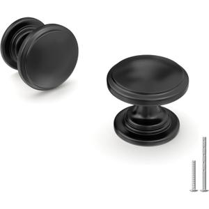 homdiy 5 Pack Black Cabinet Knobs Round Drawer Knob for Kitchen Cabinets Dresser Matte Black Drawers Pulls Zinc Hardware Handle