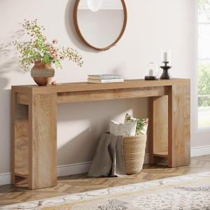 Tribesigns 70.9-Inch Extra Long Console Table, Farmhouse Wood Sofa Table Behind Couch, Narrow Entryway Accent Table for Living Room, Hallway, Entrance, Foyer, Light Oak Brown 
