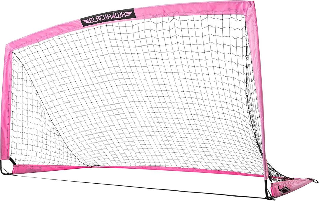 Franklin Sports Blackhawk Backyard Soccer Goal - Portable Pop Up Soccer Nets - Youth + Adult Folding Indoor + Outdoor Goals - Multiple Sizes + Colors - Perfect for Games + Practice (Pink)
