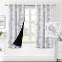 H.VERSAILTEX 100% Blackout Curtains for Living Room Camellia Floral Blackout Curtains 63 Inches Long Light Blocking Window Treatment Curtains with Black Liner Grommet Thermal Drapes, 2 Panels, Grey