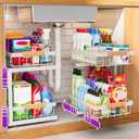 ADBIU Under Sink Organizer 2 Pack, Adjustable Height (11"-15.75") Under Cabinet Storage, 2 Tier Pull Out Sliding Drawers for Kitchen Bathroom, Heavy Duty Metal Shelf, White
