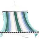 Sunnydaze Woven Double Hammock for Outside with Crocheted Edges and Spreader Bars - 600-Pound Weight Capacity Outdoor Hammock for Trees - Lagoon Stripes