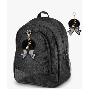 Large Cheer Backpack with Bow Keychain Cheerleading Glitter Backpack Cheerleaders Gift Cheer Bags for Sport(Black)