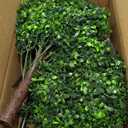27.5" Artificial Boxwood Topiary Ball Tree, Set of 2 Fake Bushes Shrubs with Ground Spike, UV Resistant Faux Evergreen Boxwood Trees for Front Porch Planters Outdoor Garden Decor