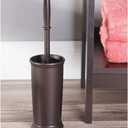mDesign Toilet Bowl Brush and Holder - Covered Bathroom Toilet Brush - Standing Toilet Bowl Scrubber in Modern Holder - Compact, Space Saving, Deep Cleaning Brush for Toilet - Hyde Collection - Bronze
