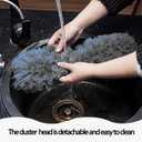 Cobweb Duster with Extension Pole, Ceiling Cobweb Cleaner Kit with 2 Duster Heads, 15-100 Inch Telescopic Microfiber Cleaning Duster, Corner Dusting Tool for High Walls, Fans, Blinds Gray (White)